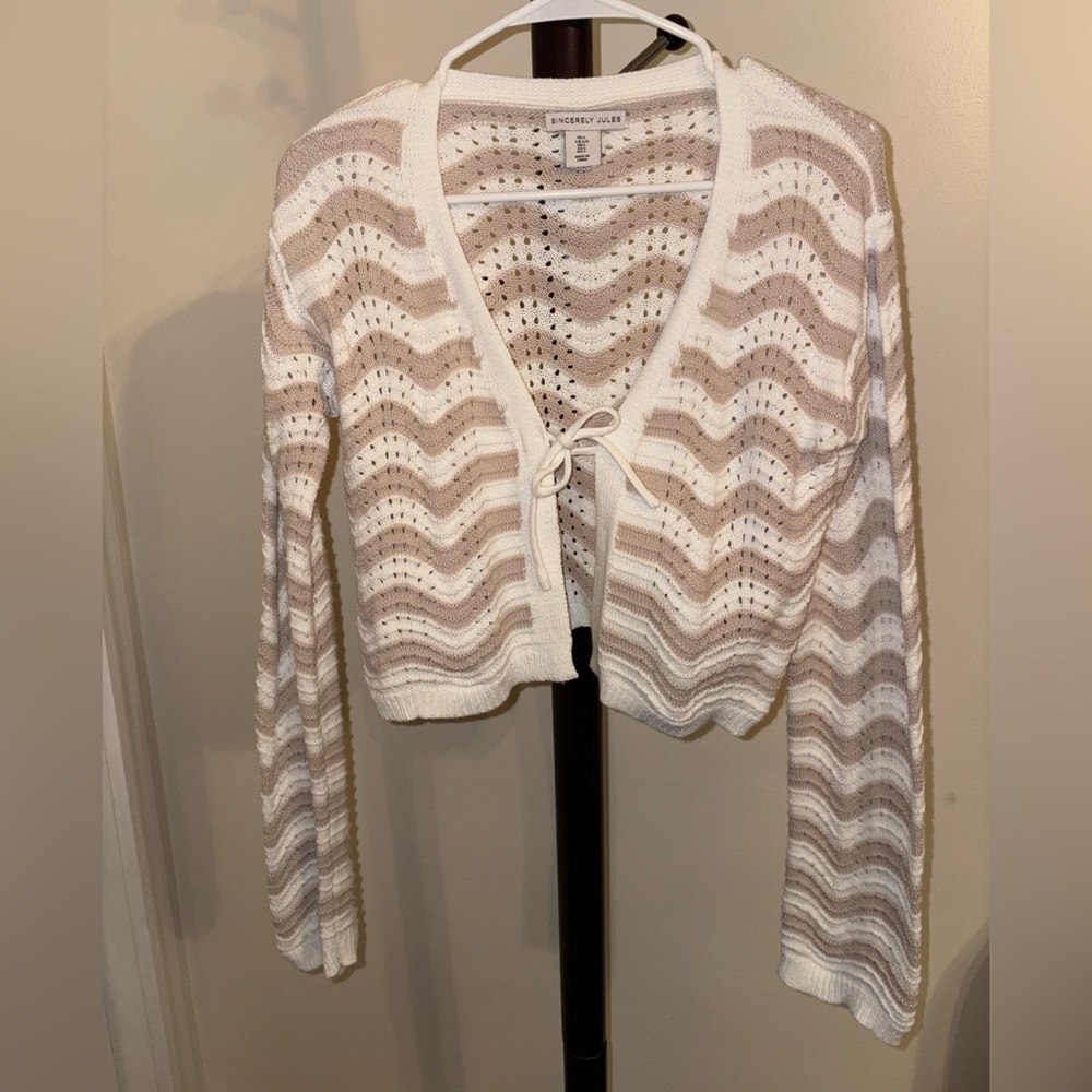 Sincerely Jules Cream and Tan Cardigan